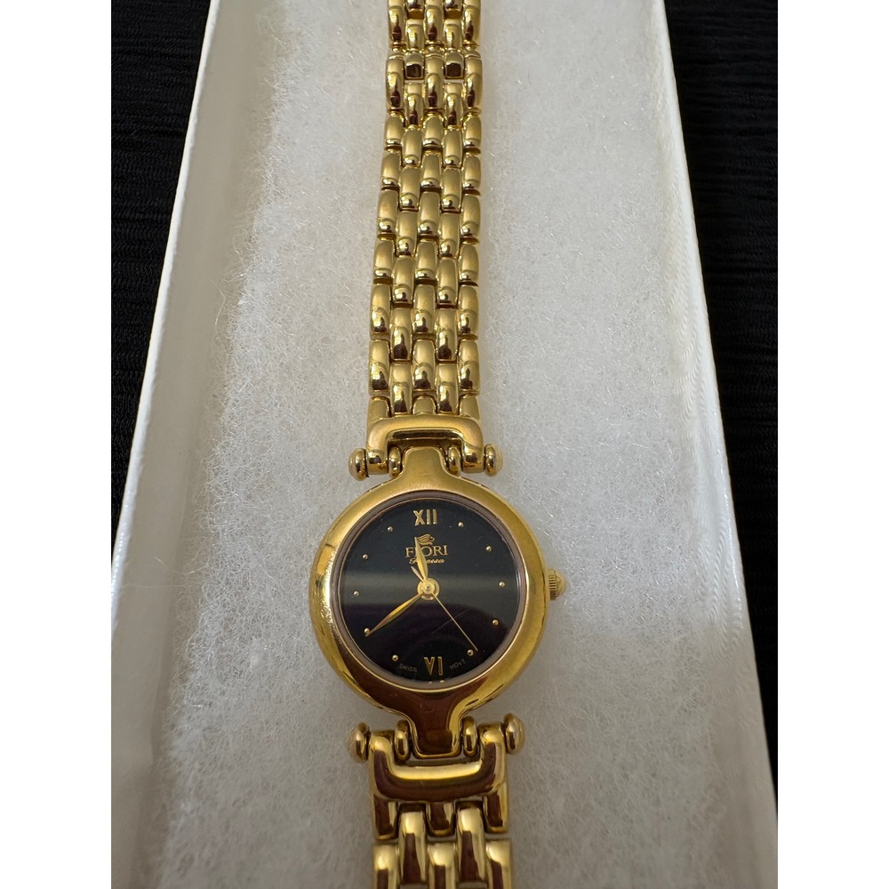 Fiori Finessa Womens Gold Tone Watch Black Dial Swiss Movt 32331 - Picture 6 of 13